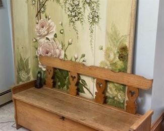 Solid Wood Storage Bench And Privacy Screen