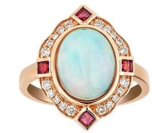 Gold Diamond Opal Ring