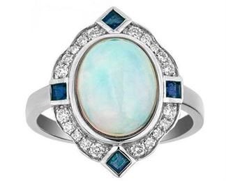 Sapphire and Opal Diamond Ring