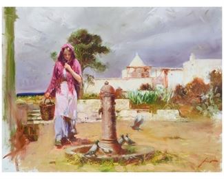 Pino Water Fountain Giclee on Canvas