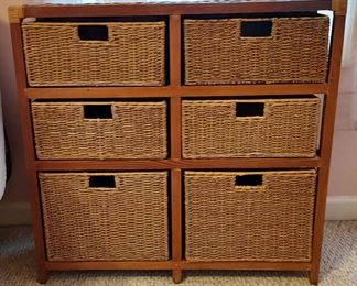 6 Drawer Storage Cabinet with Wicker Baskets