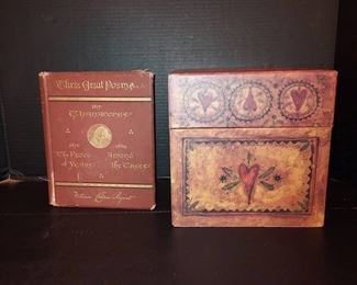 Antique Book Three Great Poems Thanatopsis Flood of Years Among the Trees plus a Cute Storage Box