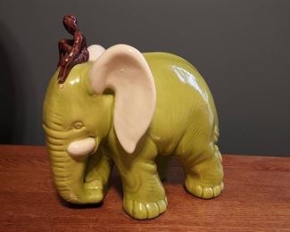 Cute Ceramic Lime Green Elephant with White Ears