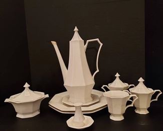 Independence Ironstone White Octagon Coffee Pot Lidded Sugar Bowls and Other Pieces