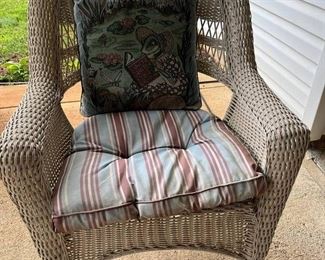 Indoor Outdoor White Wicker Arm Chair