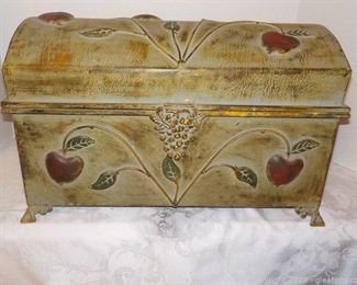 Vintage Footed Metal Apple Chest Storage Trunk