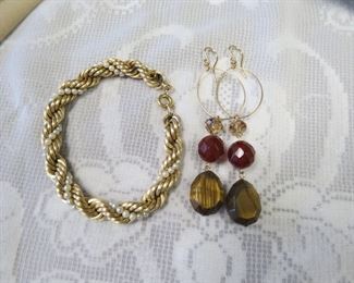 Gold filled bracelet and earrings.