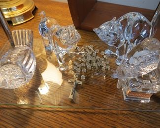 Glass figurines, Baccarat, Waterford....