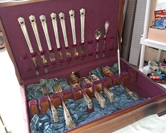 Silverplated flatware in original wood box