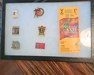 Olympic pin set and ticket