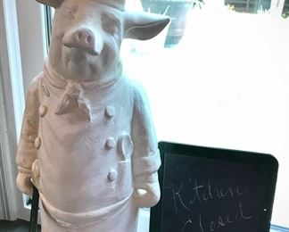 Pig Statue and Chalk Board 
