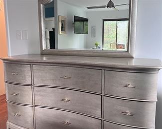 A.R.T. Furniture silver tone dresser and mirror