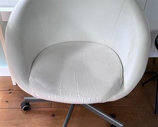 White velvet swivel chair