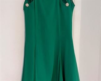Green silk cocktail dress 