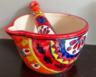 Hand painted mortar and pestle 