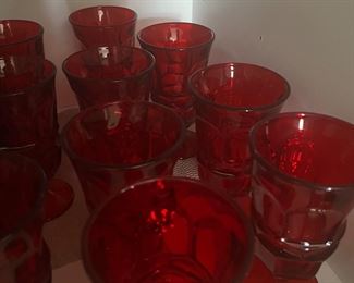 Red Pedestal Drinking  Glasses