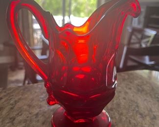 Small Red Glass Pitcher