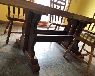 Solid oak 92" 7 pc dining table with matching china hutch