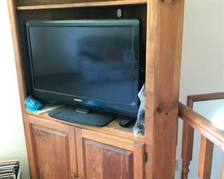 Pine corner TV hutch and Phillips TV