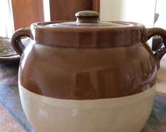 Old ceramic pot with lid