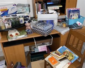 Office desk and supplies