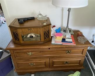 Storage chest and vintage style radio