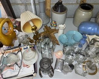 Crocks , vases, barware