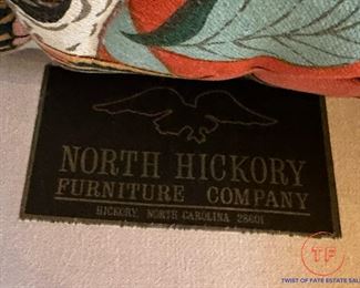 Vintage NORTH HICKORY FURNITURE Custom Upholstered Sofa with Custom Wrap Around Sofa Table and End Tables