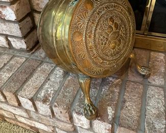 1860's English Brass Coal Scuttle with Ball and Claw Feet