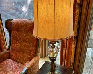 Vintage Glass and Brass STIFFEL Table Lamp