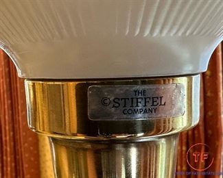 Vintage Glass and Brass STIFFEL Table Lamp