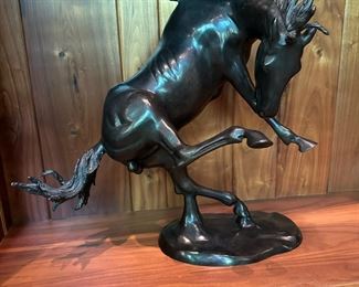 Early 1900's Bronze Prancing Horse Sculpture