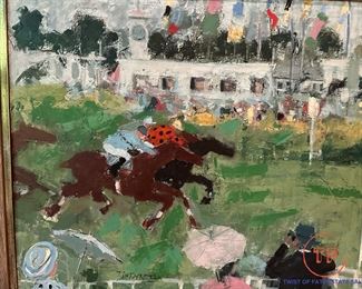 Original Oil on Canvas "Courses a Cagnes/Mer" by JACQUES BARTOLI