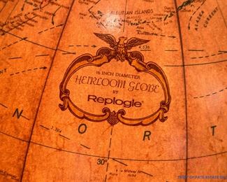 REPLOGLE Vintage Lighted Heirloom Globe on Wood Stand