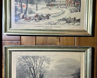 Vintage CURRIER AND IVES Framed Lithographs
