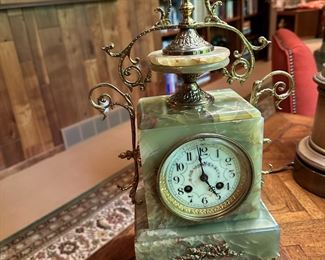 Antique French Porcelain Dial - Marble Gilt Clock