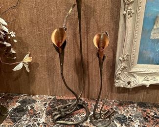 Brutalist Calla Lily Candlestick Holders by JOE BRUBAKER