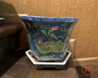 Antique Chinese Cache Pot(s) - Lotus and Geese Pattern