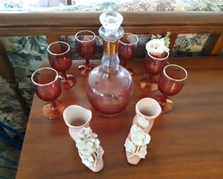 rose colored glass wine set, or Kool-Aid if you prefer