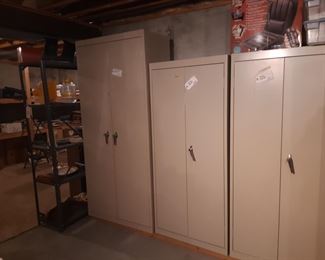 Very nice locking metal cabinets in the basement