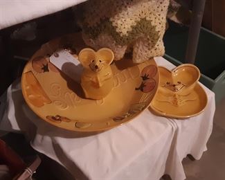 California pottery, cheesy mouse party 