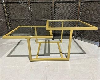 Gold Metal and Glass Multi Level Coffee Table