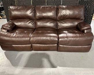 Nice 3 Seat Manual Reclining Brown Alternative Leather Couch