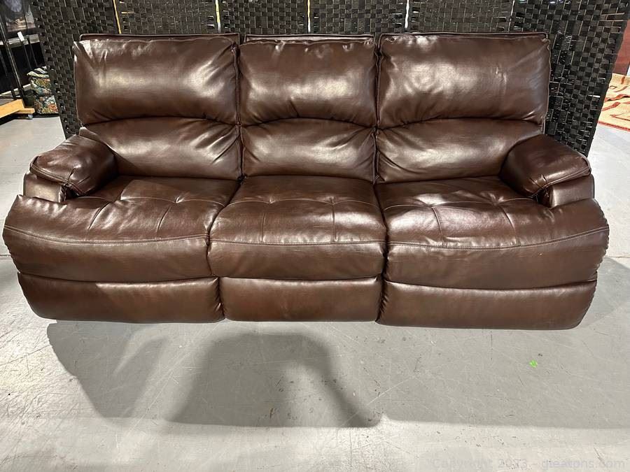 Nice 3 Seat Manual Reclining Brown Alternative Leather Couch