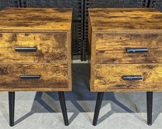 Rustic Pair of 2 Drawer Bedside Tables