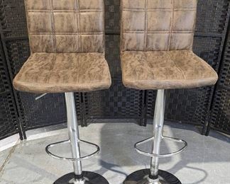 Soft Retro Brown Adjustable Bar Stools with Foot Rest