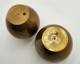 Pair of Solid Brass Bud Vases. 4 3/4 X 3 1/2 each