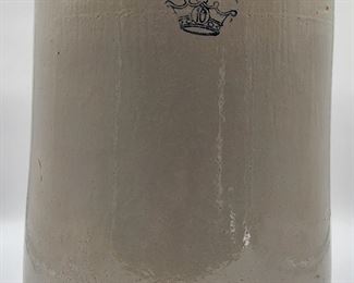 Large Antique Blue Crown 10 Gallon Crock. 17.5 X 14.5
