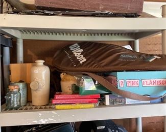 Longhorns, pink flamingos and tennis racquet 