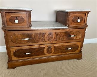 Antique dresser/vanity with marble top, 46"W x 33"H x 19"D,  was $299, NOW $199